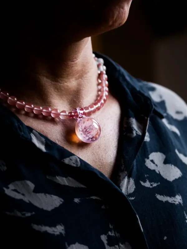 Pink wildflower necklace