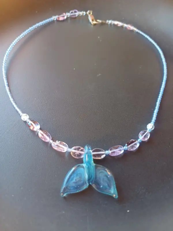 Dolphin Tail Necklace with amethyst